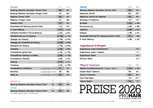 Aktuelle Preisliste PROHAIR Frankenthal